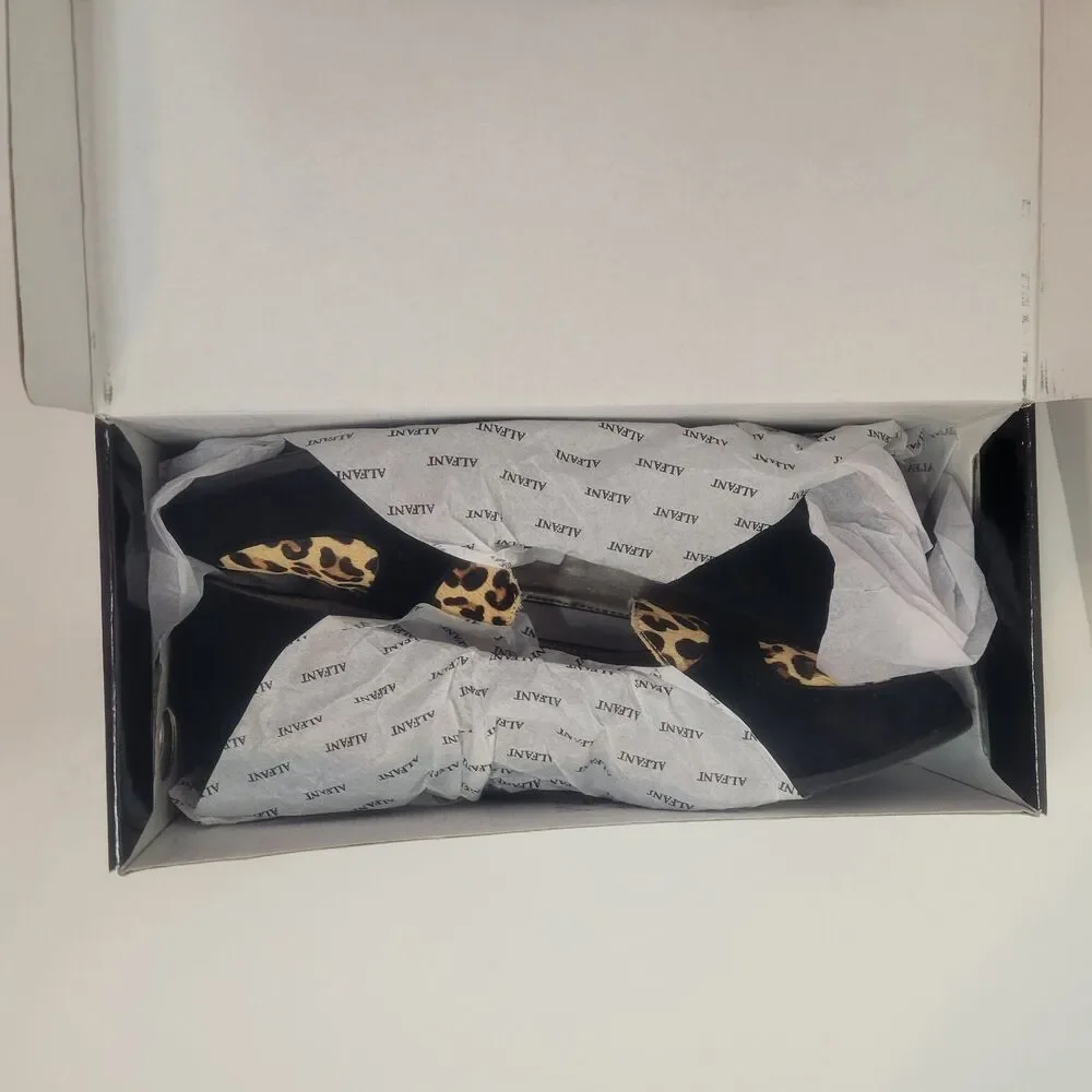 Alfani Black Flats with Leopard Print